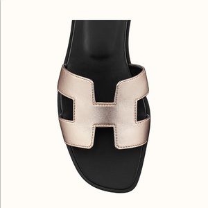 hermes oran sandal rose dore 38.5 rose gold